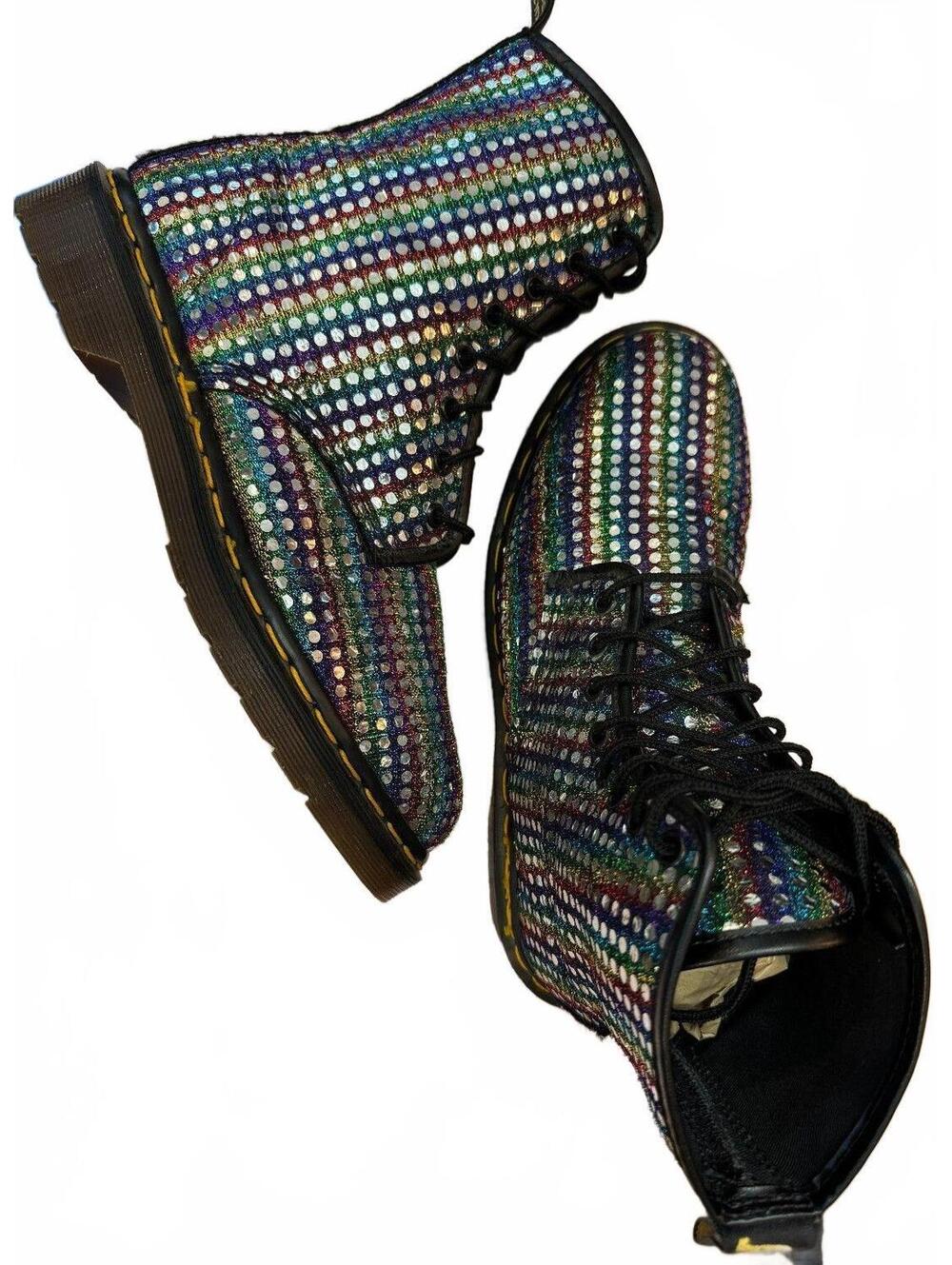 Vintage Dr. Martens Rare MIE Rainbow Sequin 1460 Boots - Picture 4 of 11